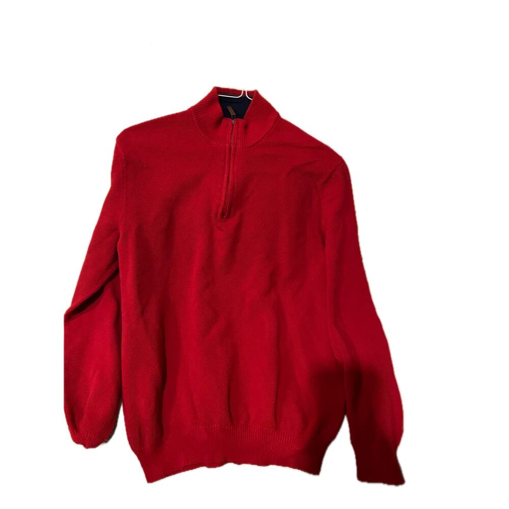 Cherry Red Qtr Zip Long Sleeve Sweater Mens Medium